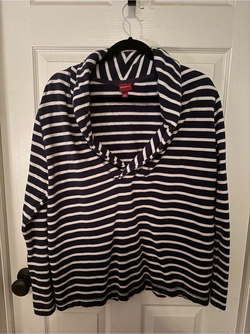Merona Navy and White Striped Cowlneck Sweater